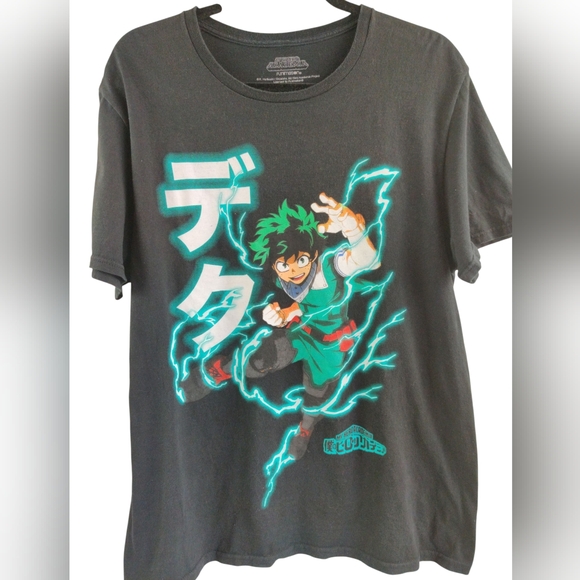 My Hero Academia Deku Electric Charged Kanji Attack T Shirt - Picture 1 of 5